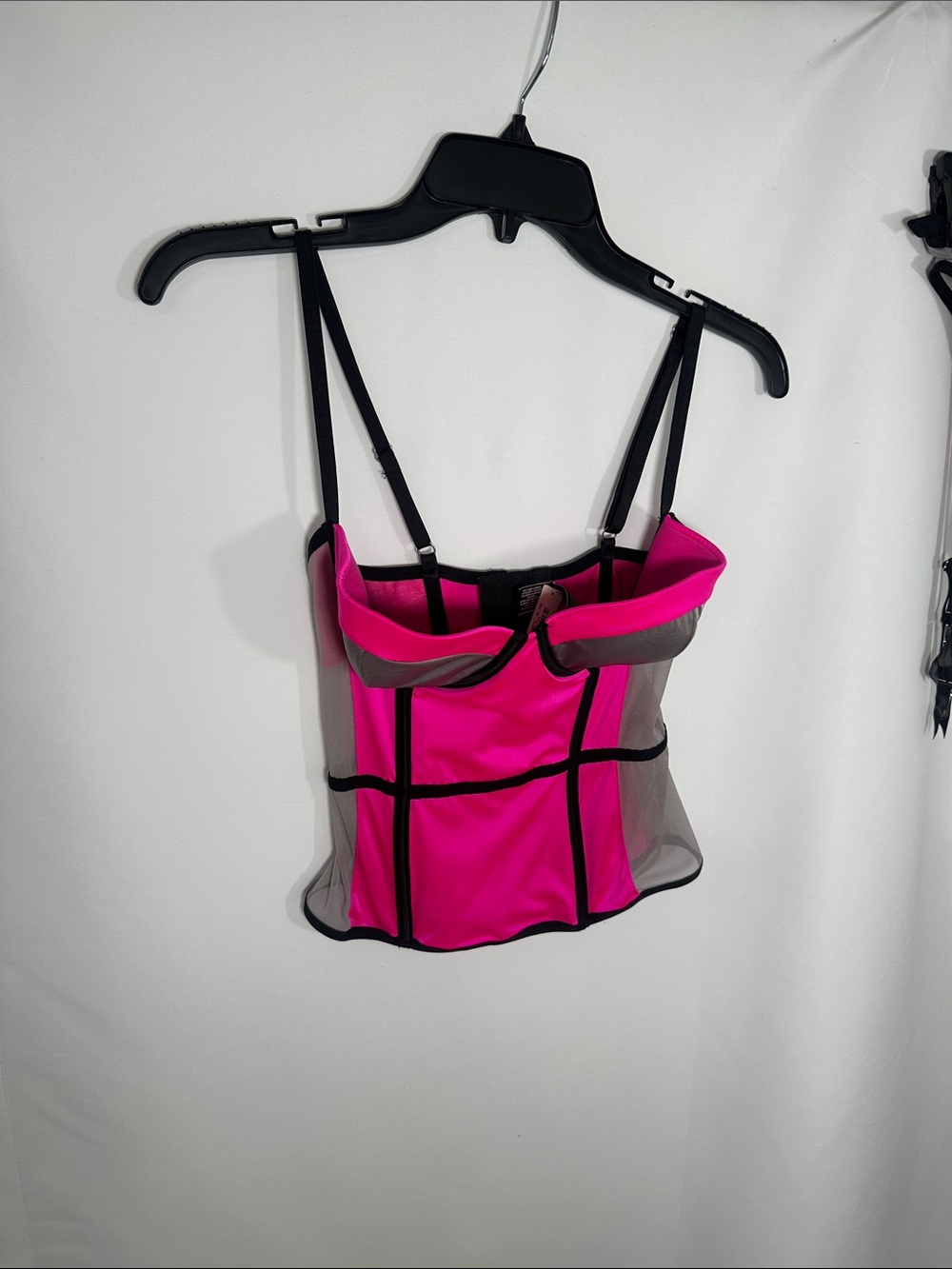 Victoria's Secret Hot Pink & Black Mesh Bustier Top